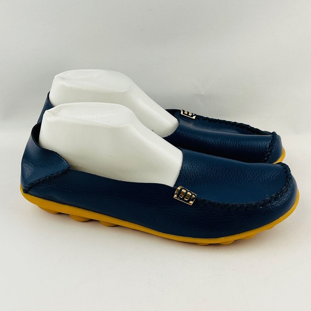 Womens 12 VenusCelia Loafers Navy Leather Natural Comfort Walking Slip On Shoes - Picture 2 of 10